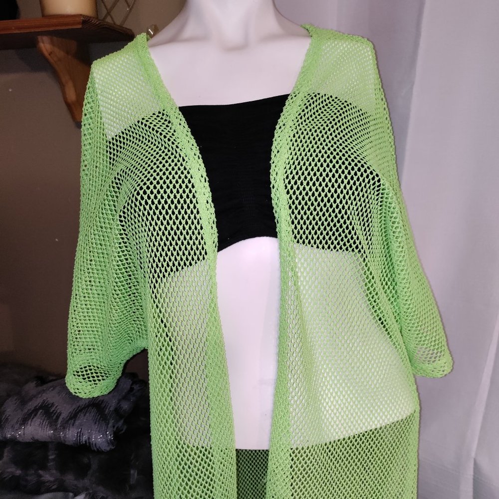Smoke and Mirrors - Neon Green Mesh Swim Suit Cover-up